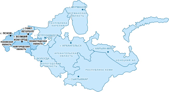 Нао москва. Северо-Западный федеральный округ на карте. Карта Северо-Запада федерального округа России. Северозападнфй федеральный округ ев карте. Карта северозапажного федерального округа.